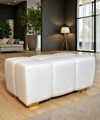 Bubble Pouffe Ottoman – Soft Boucle Upholstery 90x55x50 cm