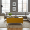 Velvet Coffee Table with Glass Top & Designer Legs 58x118cm