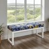 Wooden Bench Navy Tropical Velvet with White Painted Frame