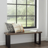 Wooden Bench with Metal Legs Dark Walnut Lacquered