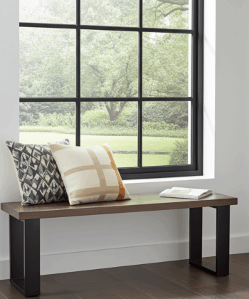 Wooden Bench with Metal Legs Dark Walnut Lacquered
