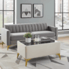 Velvet Coffee Table Customisable Glass & Metal Legs 58x95cm
