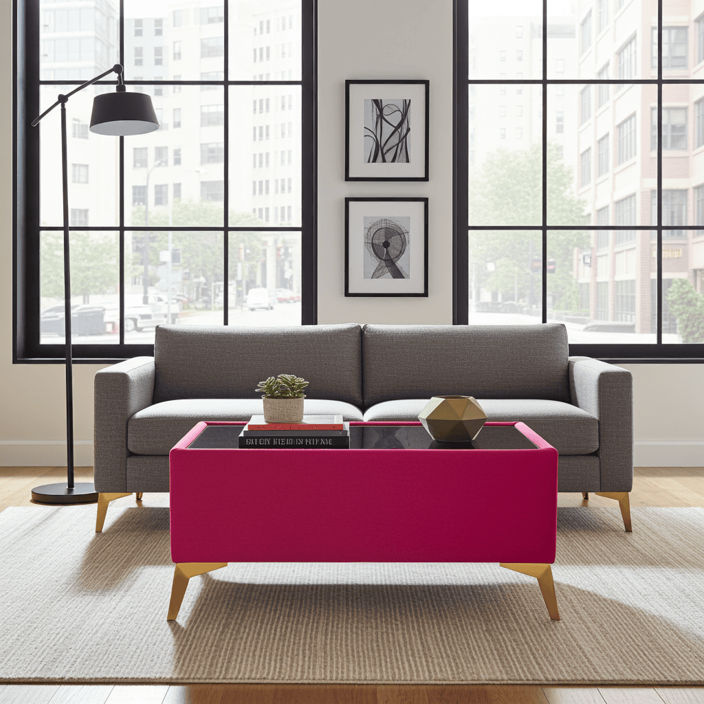 Velvet Coffee Table Customisable Glass & Metal Legs 58x95cm