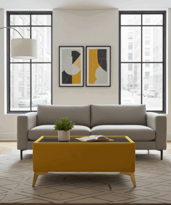 Velvet Coffee Table Customisable Glass & Metal Legs 58x95cm