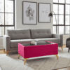 Velvet Coffee Table with Glass Top & Metal Legs 58x78cm