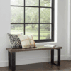 Wooden Bench with Metal Legs Dark Walnut Lacquered