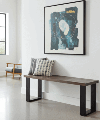 Wooden Bench with Metal Legs Dark Walnut Lacquered