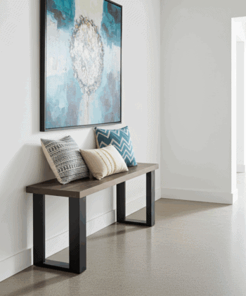 Wooden Bench with Metal Legs Dark Walnut Lacquered