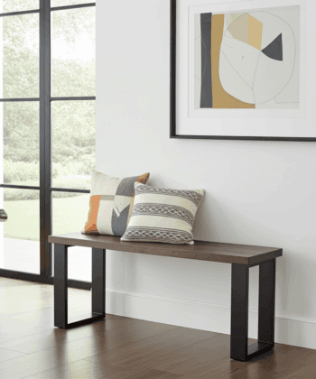 Wooden Bench with Metal Legs Dark Walnut Lacquered