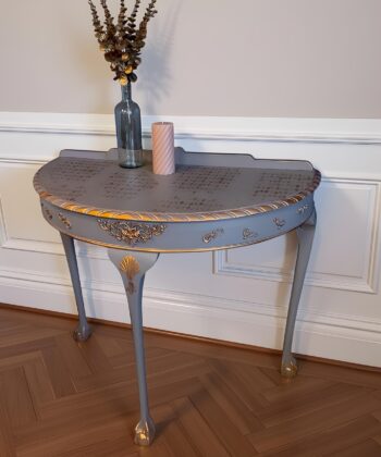 Elegant Half-Moon Console Table with Gold Accents
