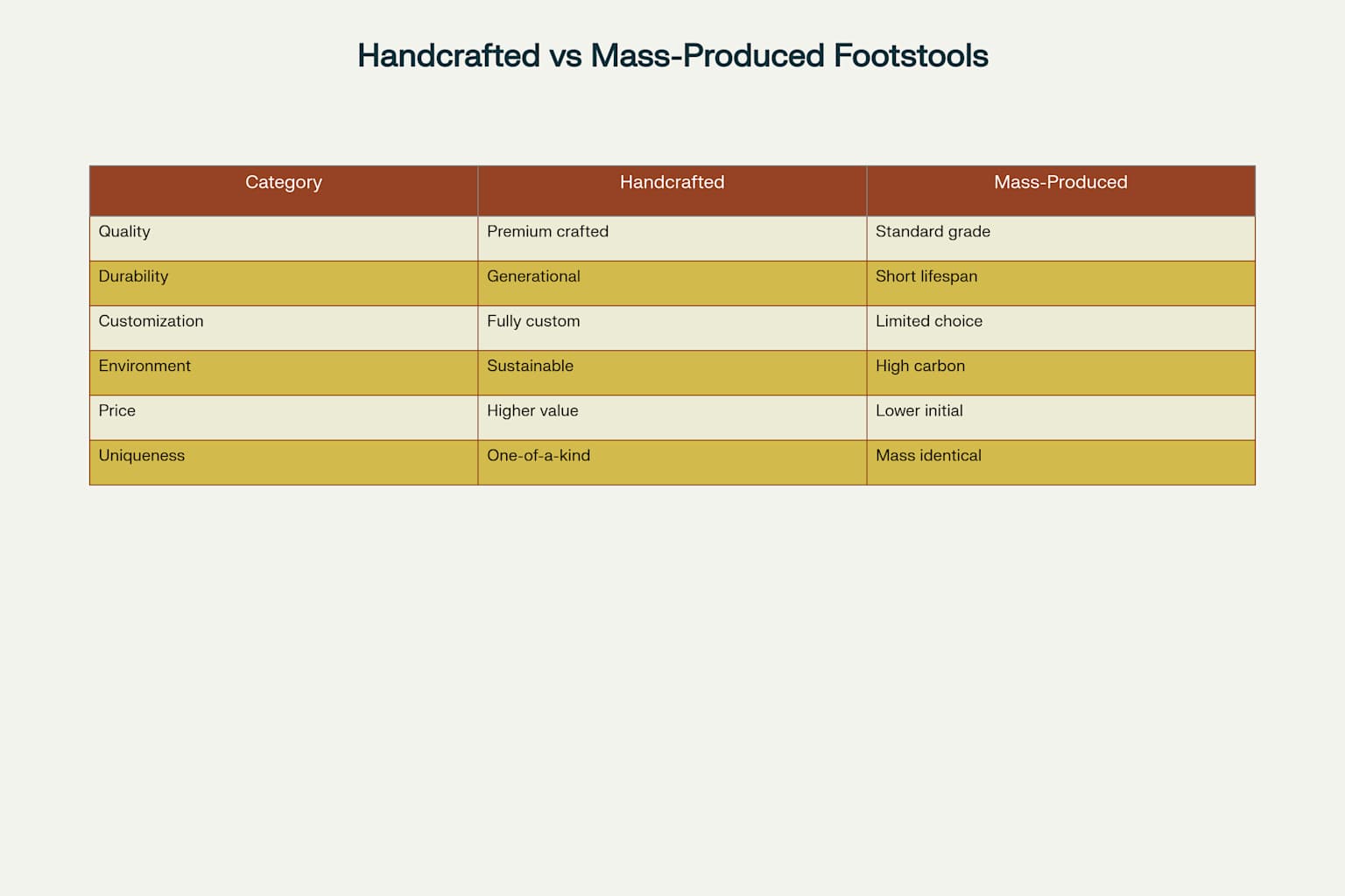 Handcrafted vs Mass-Produced Footstools: A Comprehensive Comparison