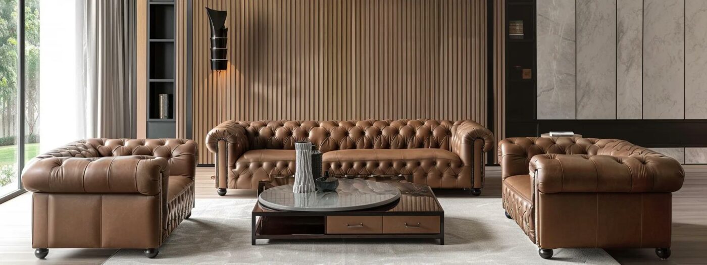 Chesterfield coffe table in the modern room