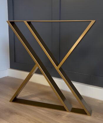 Set of 2 Hourglass-Shaped Gold Steel/Metal Table Legs
