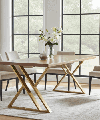 Set of 2 Hourglass-Shaped Gold Steel/Metal Table Legs