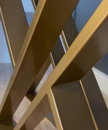 Set of 2 Hourglass-Shaped Gold Steel/Metal Table Legs