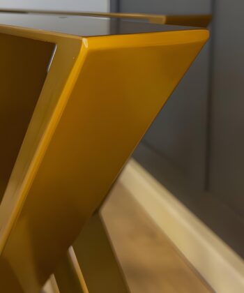 Set of 2 Hourglass-Shaped Gold Steel/Metal Table Legs