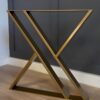 Set of 2 Hourglass-Shaped Gold Steel/Metal Table Legs