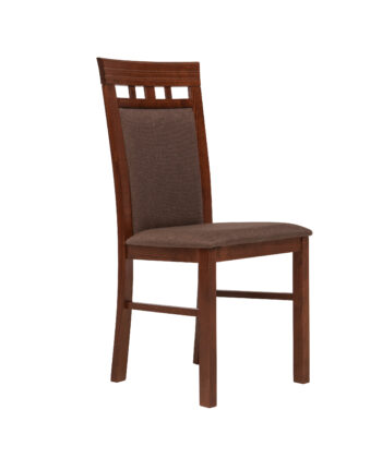 Classic Brown Wooden Dining Chair with Fabric Upholstery