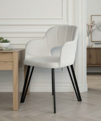 Luna Modern Bouclé Armchair with Cut-Out Backrest Design