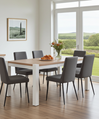 Sonoma Oak Extendable Dining Table with White Frame 140/200cm