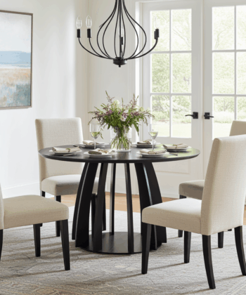 The Aurora Modern Round Dining Table Black with Sculptural Base