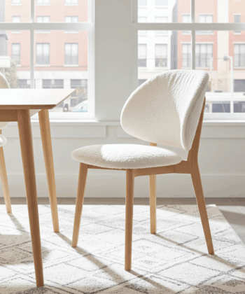 The Casper Bouclé Fabric Dining Chair in Natural Wood