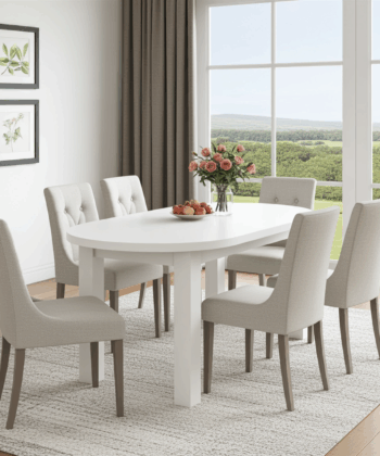 The Sienna Modern Extendable Oval Dining Table in White