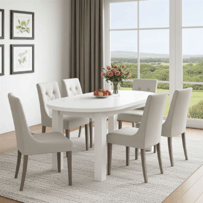 The Sienna Modern Extendable Oval Dining Table in White