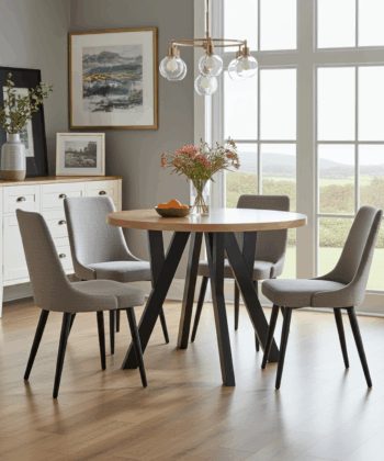 Modern Oak Veneer or Laminate  Extendable Dining Table - Round to Oval