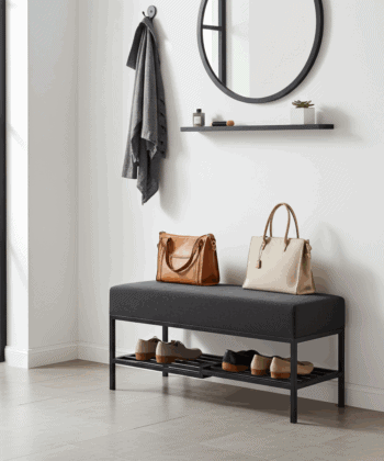 Ashton Modern Upholstered Bench with Shoe Rack