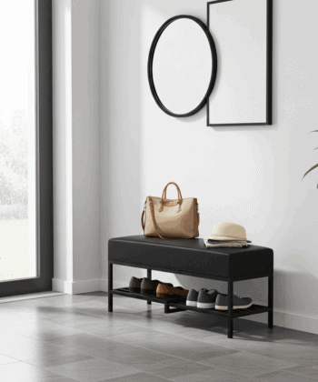 Ashton Modern Upholstered Bench with Shoe Rack