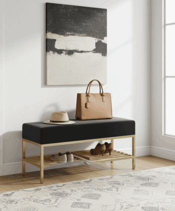 Ashton Modern Upholstered Bench with Shoe Rack
