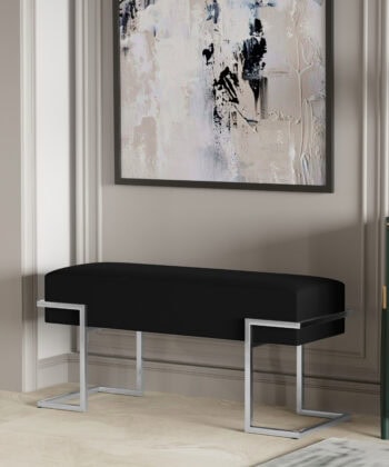 Axon Modern Black Velvet Bench with Black Metal Frame