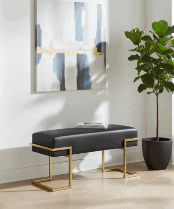 Axon Modern Black Velvet Bench with Black Metal Frame