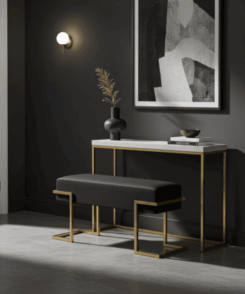 Axon Modern Black Velvet Bench with Black Metal Frame