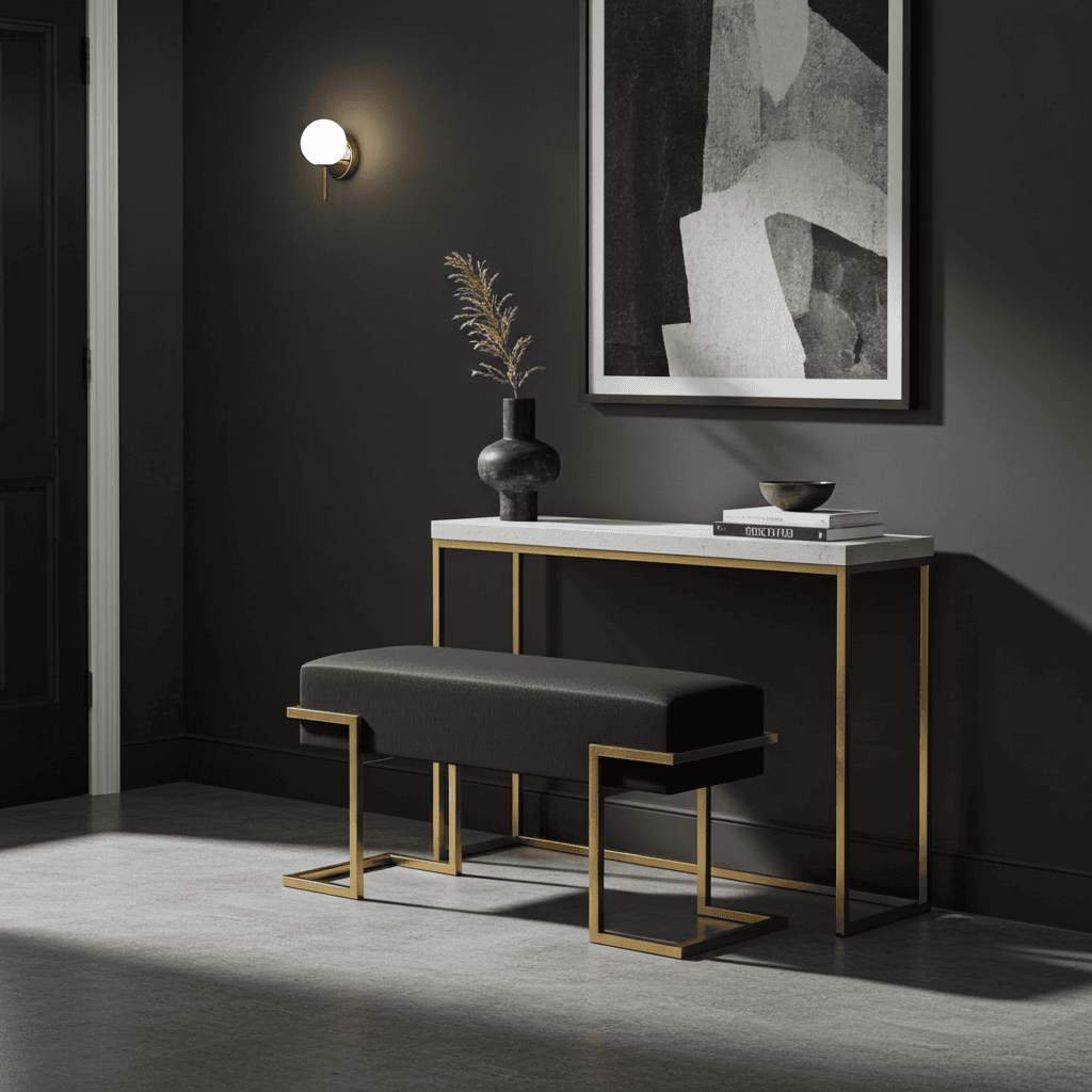 Axon Modern Black Velvet Bench with Black Metal Frame