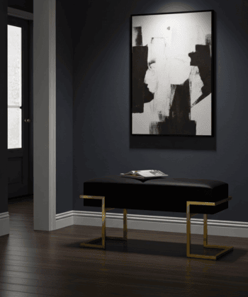 Axon Modern Black Velvet Bench with Black Metal Frame