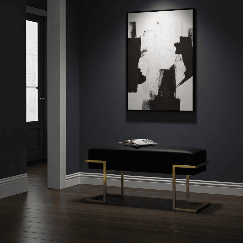 Axon Modern Black Velvet Bench with Black Metal Frame