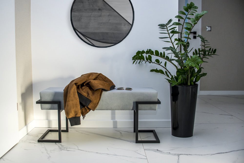 Axon Modern Grey Velvet Bench with Gold Metal Frame