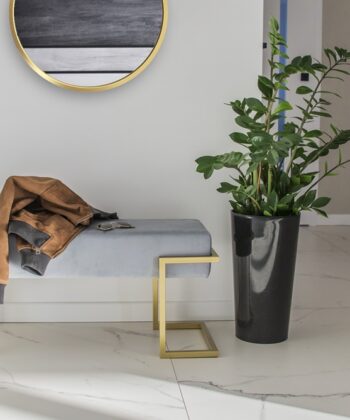 Axon Modern Grey Velvet Bench with Gold Metal Frame