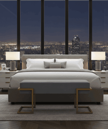 Axon Modern Grey Velvet Bench with Gold Metal Frame