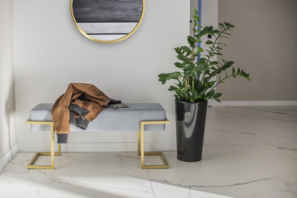 Axon Modern Grey Velvet Bench with Gold Metal Frame