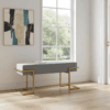 Axon Modern Grey Velvet Bench with Gold Metal Frame