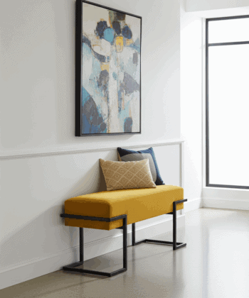 Axon Modern Mustard Velvet Bench with Black Metal Frame