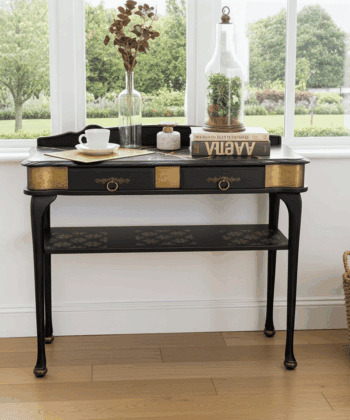 Bespoke Black and Gold Console Table with Kintsugi Art Top