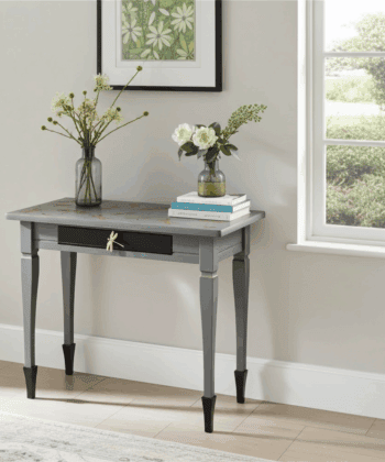 Black & Gold Dragonfly Console Table with Drawer