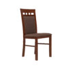 Classic Brown Wooden Dining Chair with Fabric Upholstery