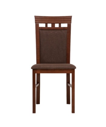 Classic Brown Wooden Dining Chair with Fabric Upholstery