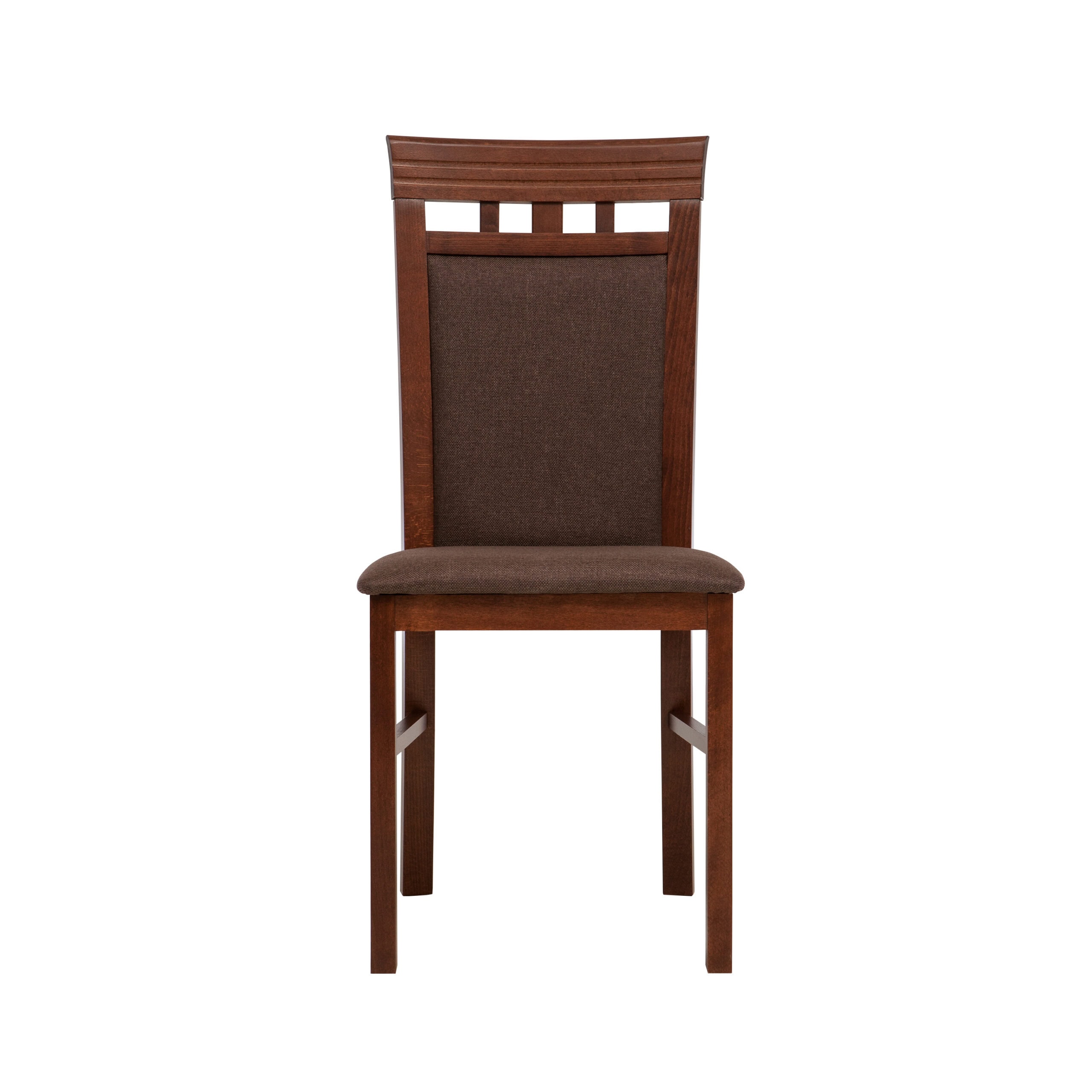 Classic Brown Wooden Dining Chair with Fabric Upholstery