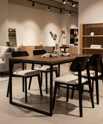 The Arlo Mid-Century Modern Dining Chair in Black and Cream